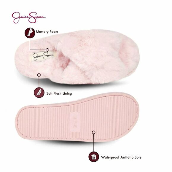 Jessica Simpson Women's Cross Band Soft Plush Memory Foam House Slipper Size 6/7 - Picture 13 of 13